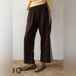 DONNI. Brown Sweatpants with Cream Side Stripes